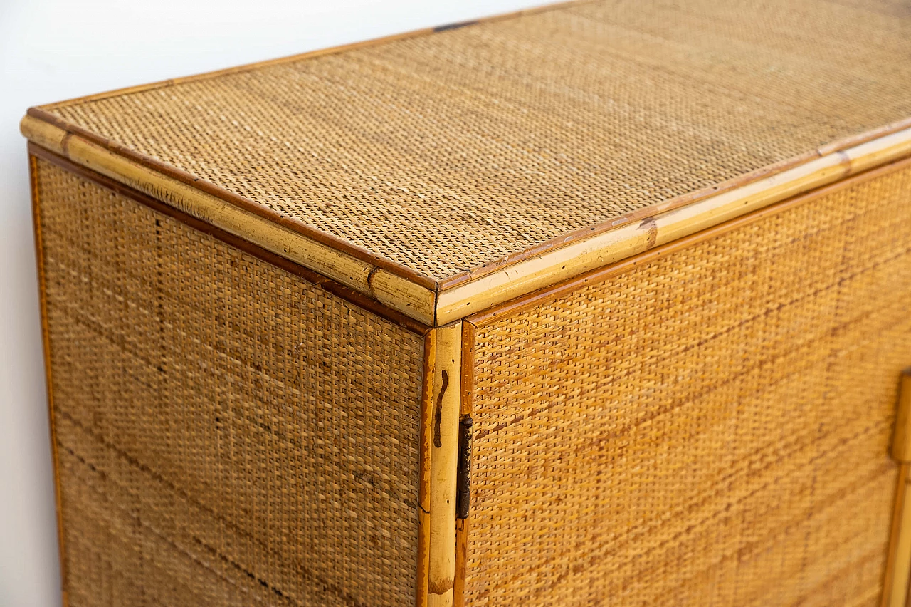 Wicker and bamboo chest of drawers, 1970s 2