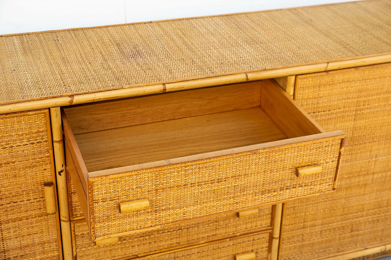 Wicker and bamboo chest of drawers, 1970s 4