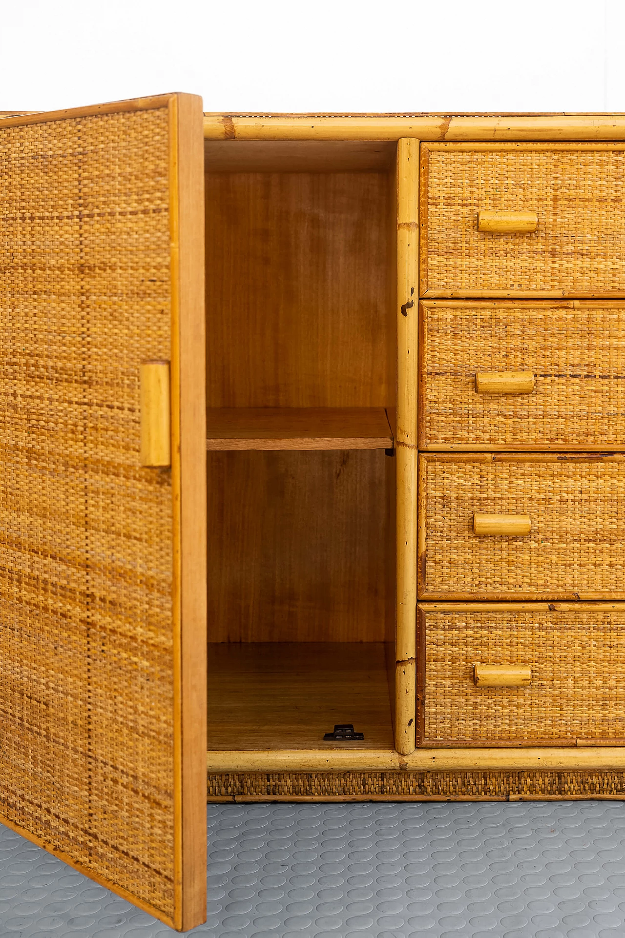 Wicker and bamboo chest of drawers, 1970s 5