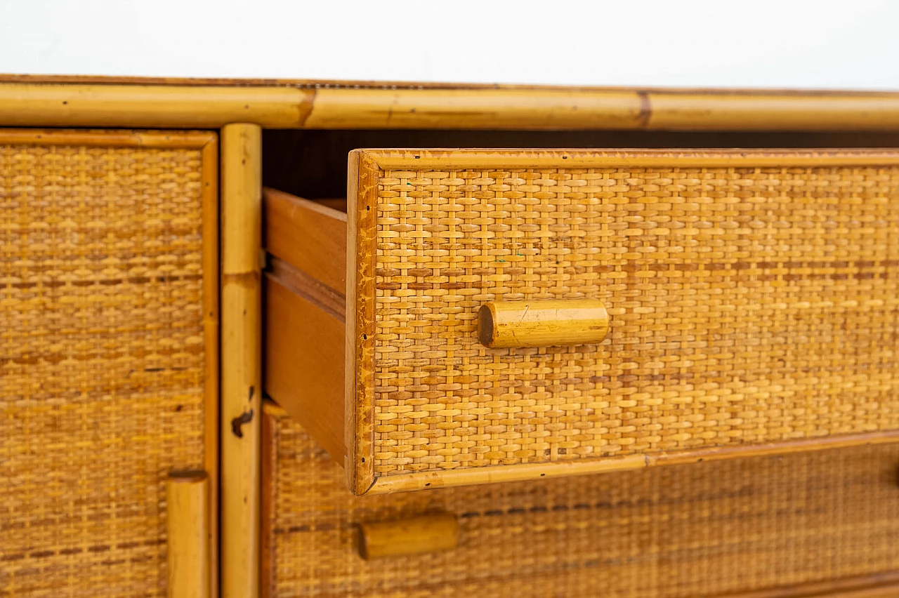 Wicker and bamboo chest of drawers, 1970s 8