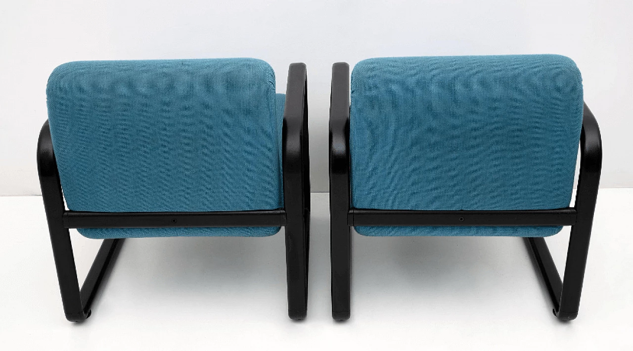 Poltrona in ferro laccato nero e tessuto blu di Arflex, anni '70 3