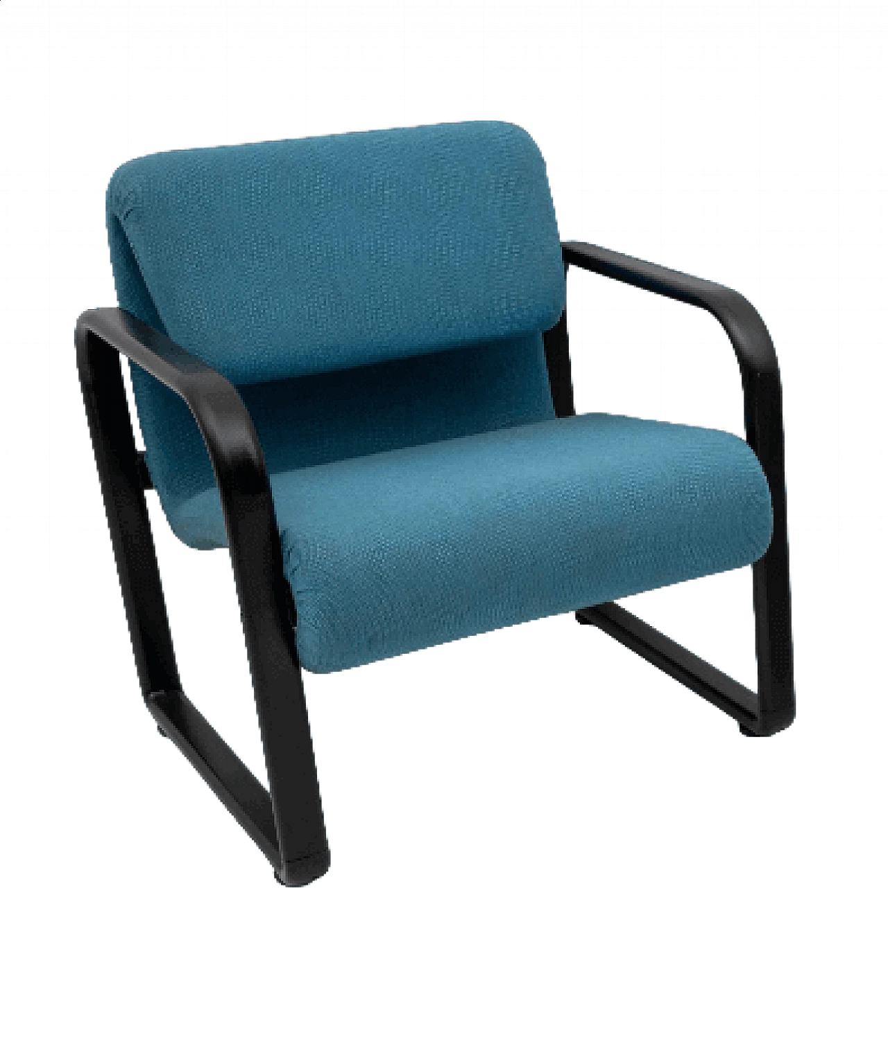 Poltrona in ferro laccato nero e tessuto blu di Arflex, anni '70 9