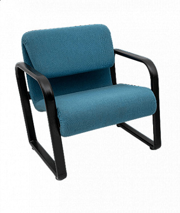 Black lacquered iron and blue fabric armchair by Arflex, 1970s