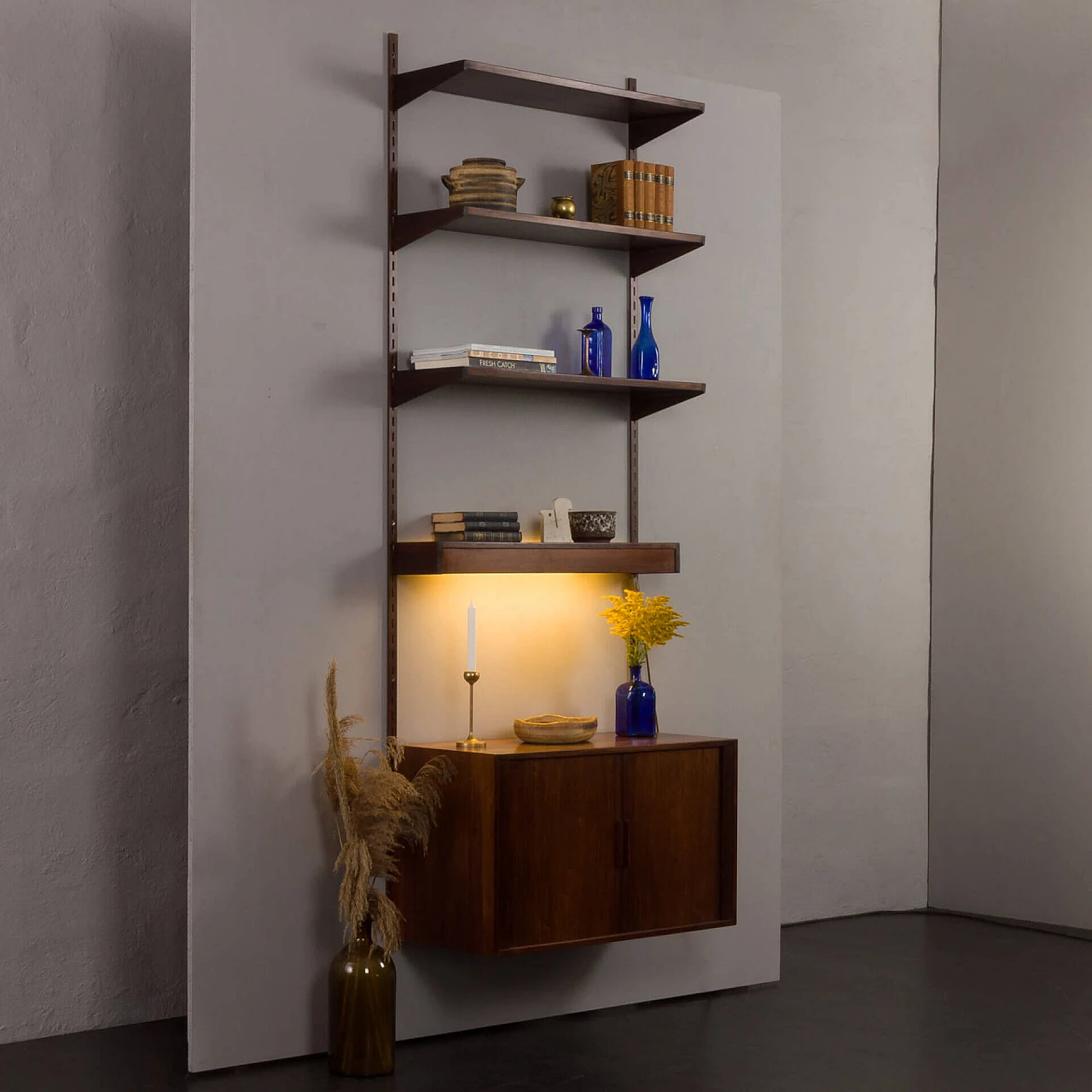Rosewood bookcase with light by Kai Kristiansen for FM Mobler, 1960s 3