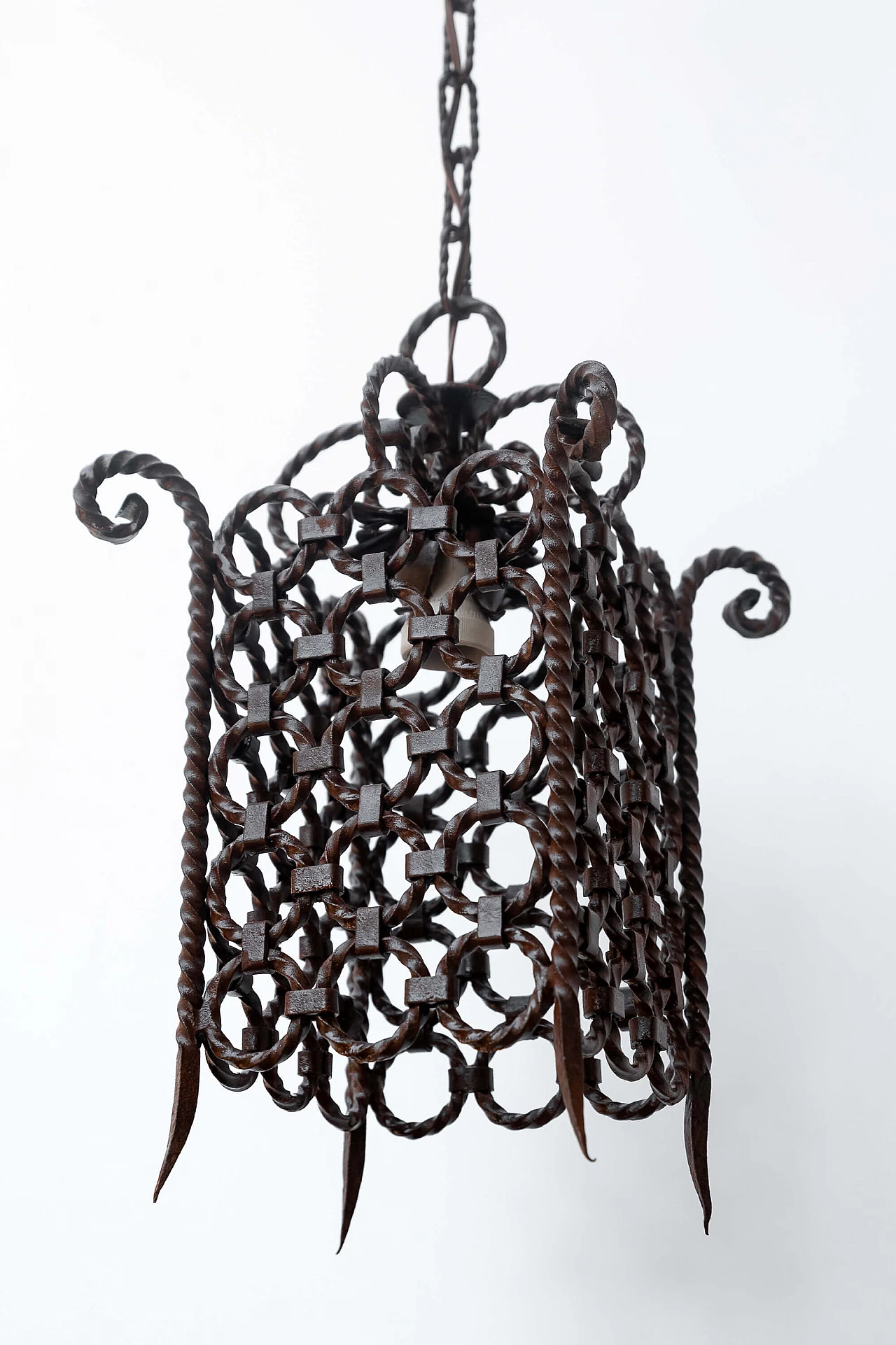 Wrought iron chandelier with rings, 1950s 3