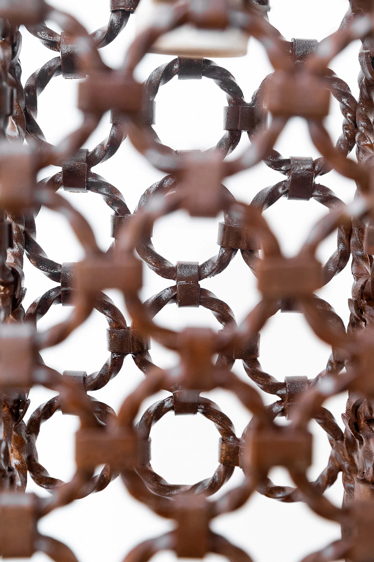 Wrought iron chandelier with rings, 1950s 4