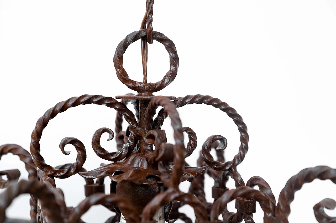 Wrought iron chandelier with rings, 1950s 5