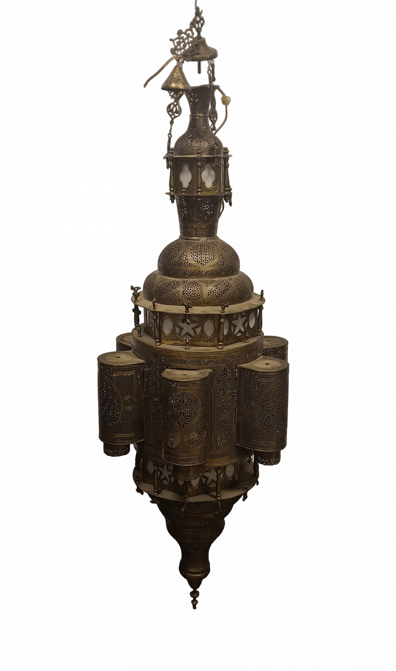 Moresco-style openwork brass chandelier, 1920s 9