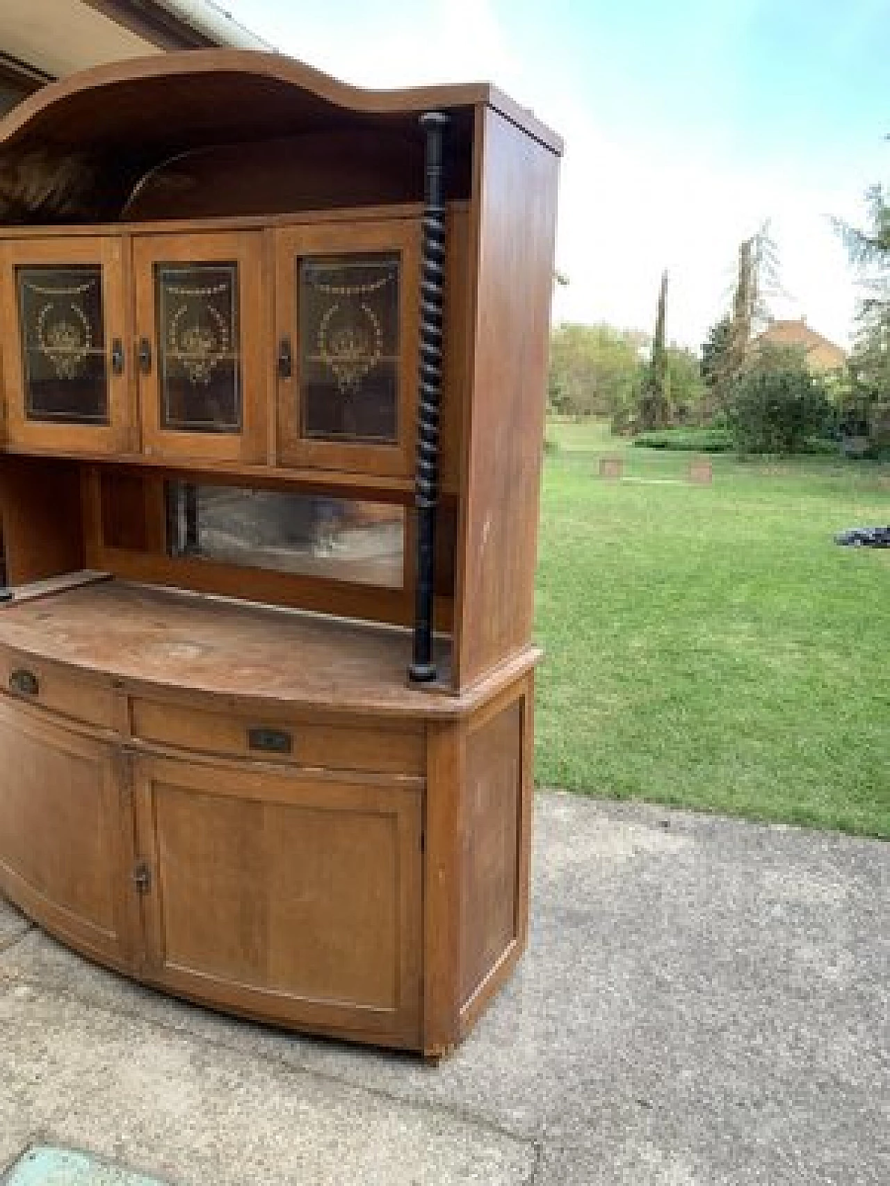 Credenza Art Nouveau ungherese in legno e vetro, inizio '900 5