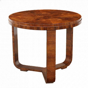 Tavolo in legno impiallacciato legno esotico e radica, anni '30