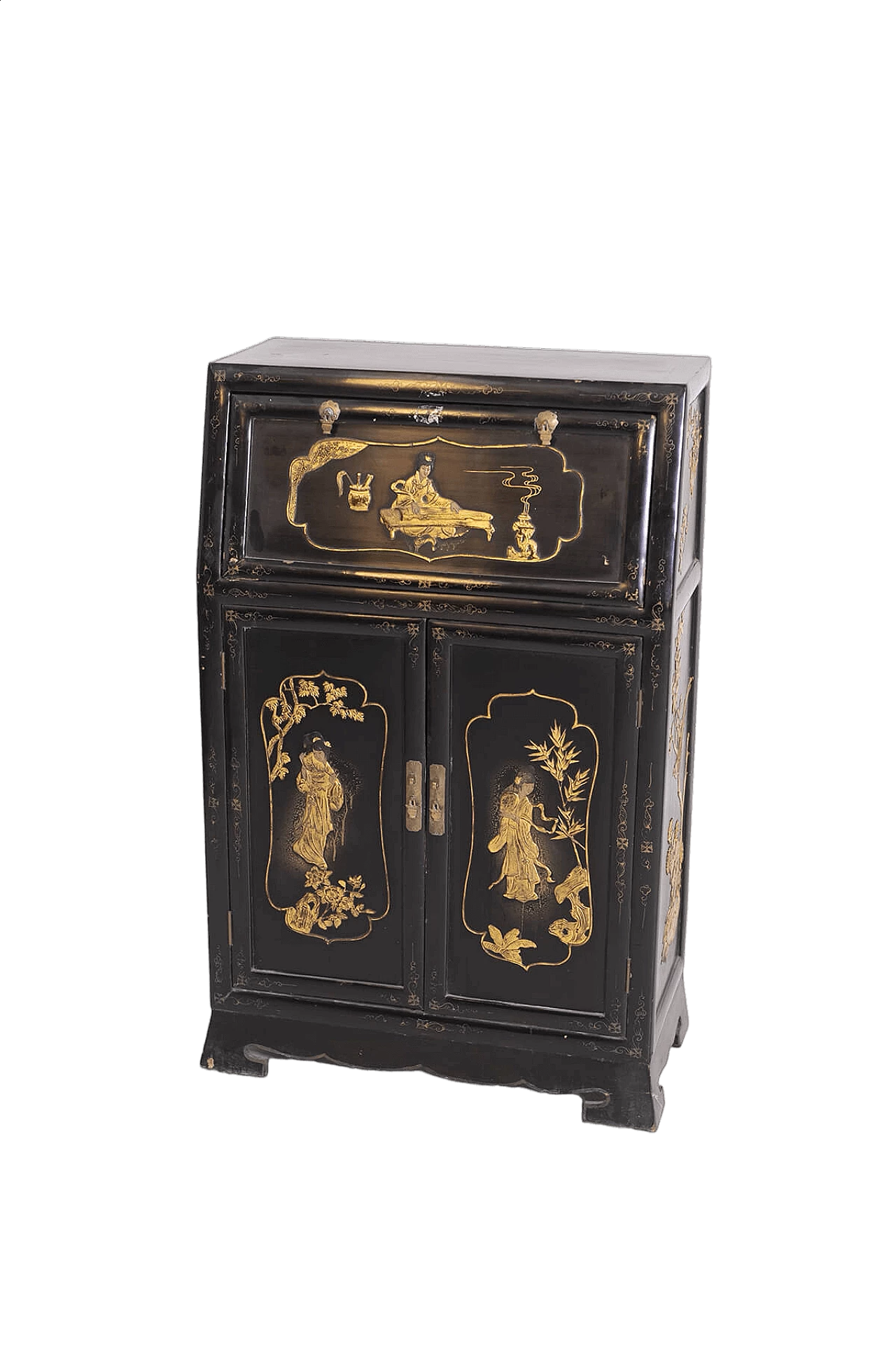 Chinese lacquered wood letter cabinet with flap, early 20th century 8