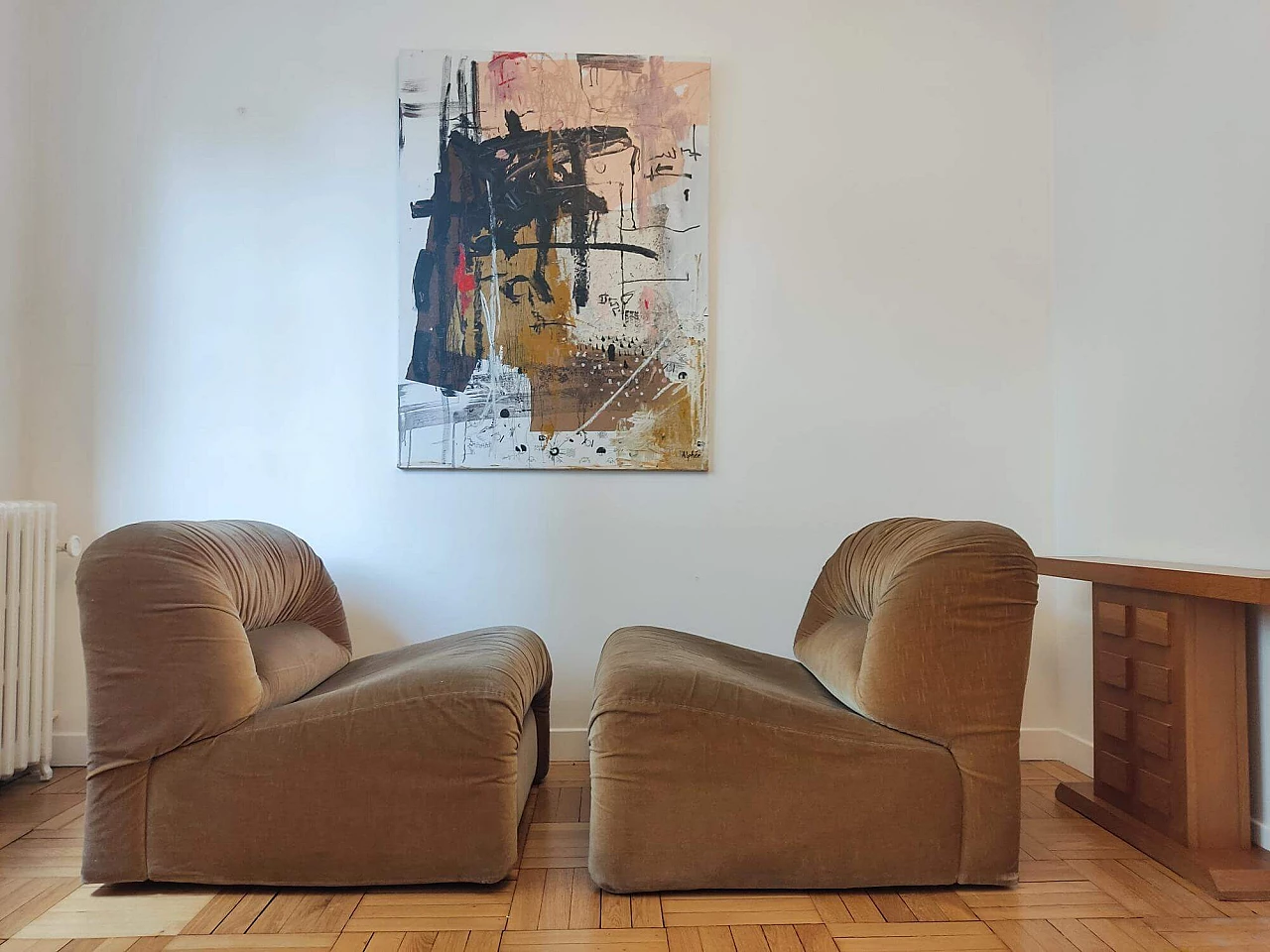 Pair of brown velvet armchairs by Lev & Lev, 1970s 2