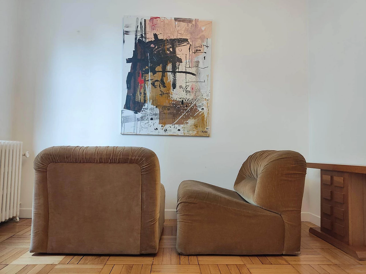 Pair of brown velvet armchairs by Lev & Lev, 1970s 3