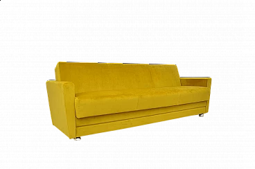 Yellow velvet sofa bed, 1960s