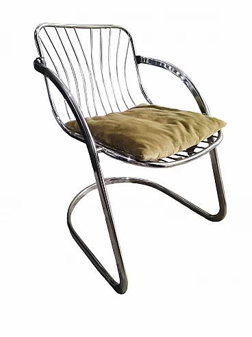 Metal armchair in the style of Gastone Rinaldi with cushion by Missoni, 1970s