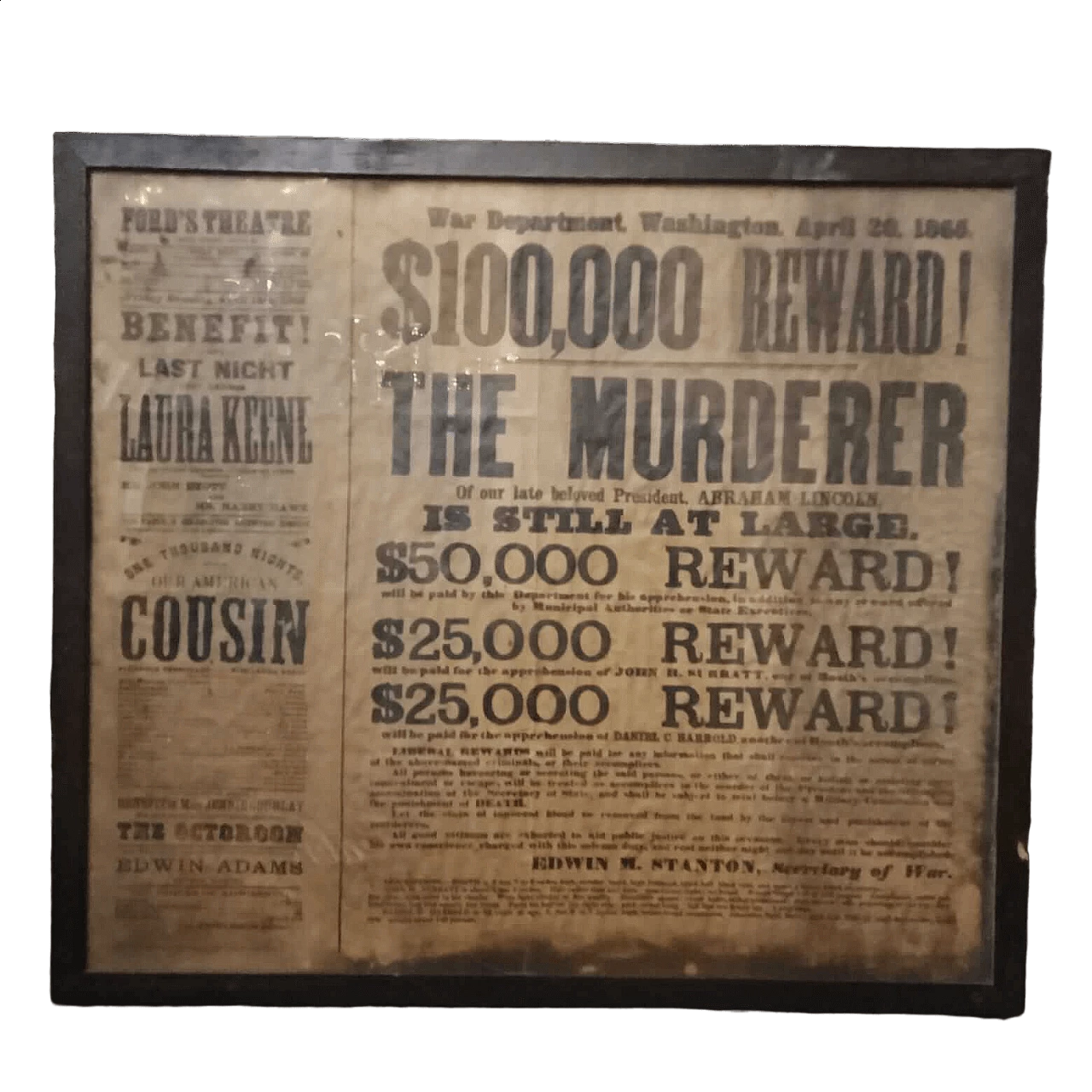 Manifesto di ricompensa per l'assassino di Abraham Lincoln, 1865 11