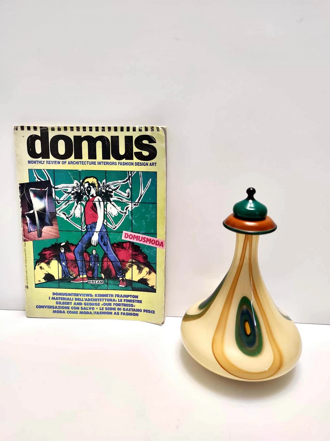 Tri-coloured hand-blown glass decanter, 1970s 3