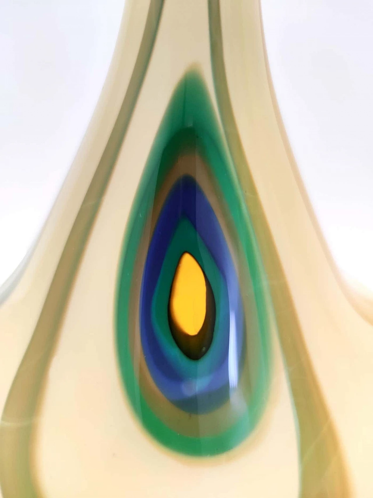 Tri-coloured hand-blown glass decanter, 1970s 5