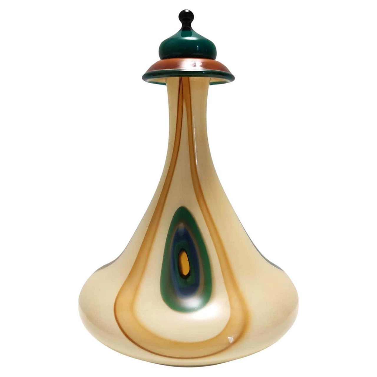 Tri-coloured hand-blown glass decanter, 1970s 12