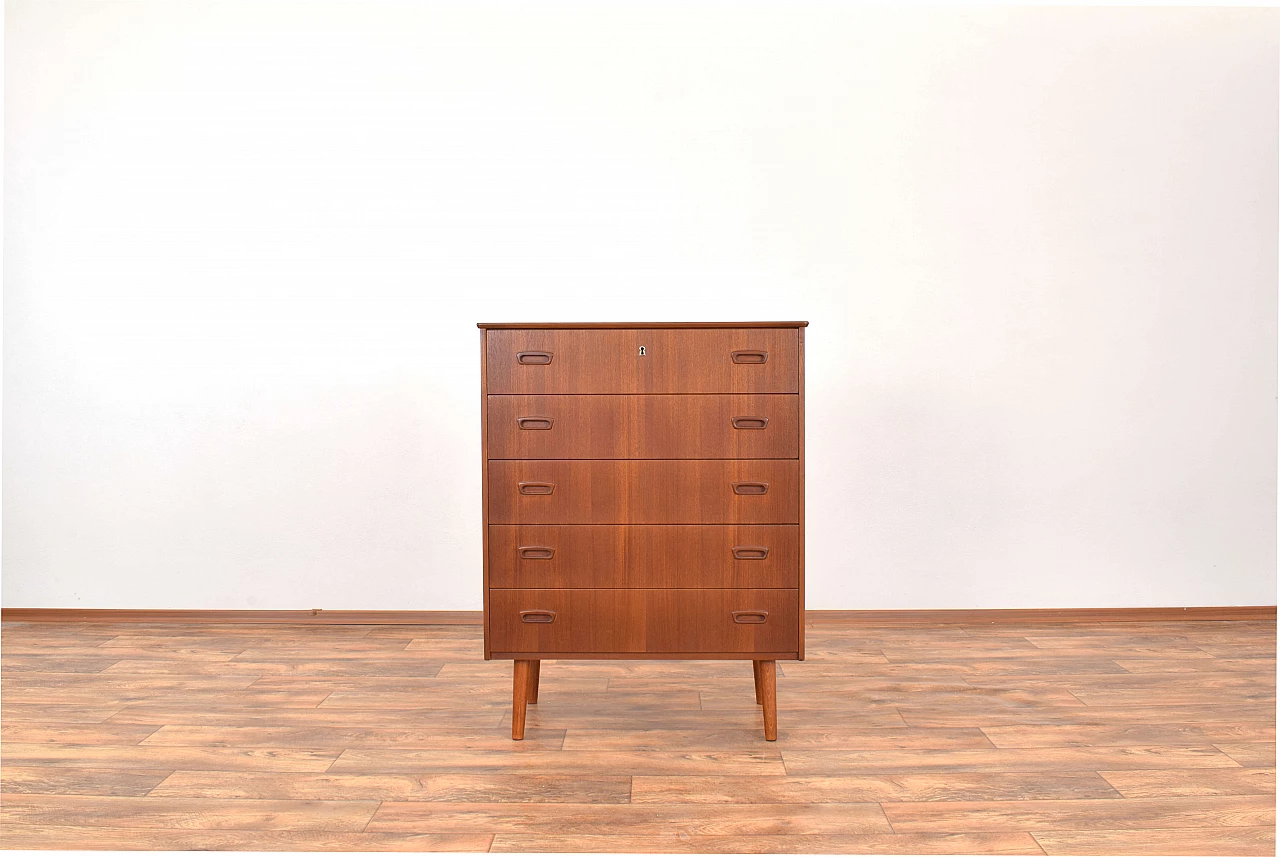 Danish teak five-drawers dresser, 1960s 1