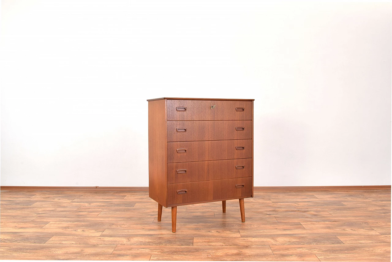 Danish teak five-drawers dresser, 1960s 2