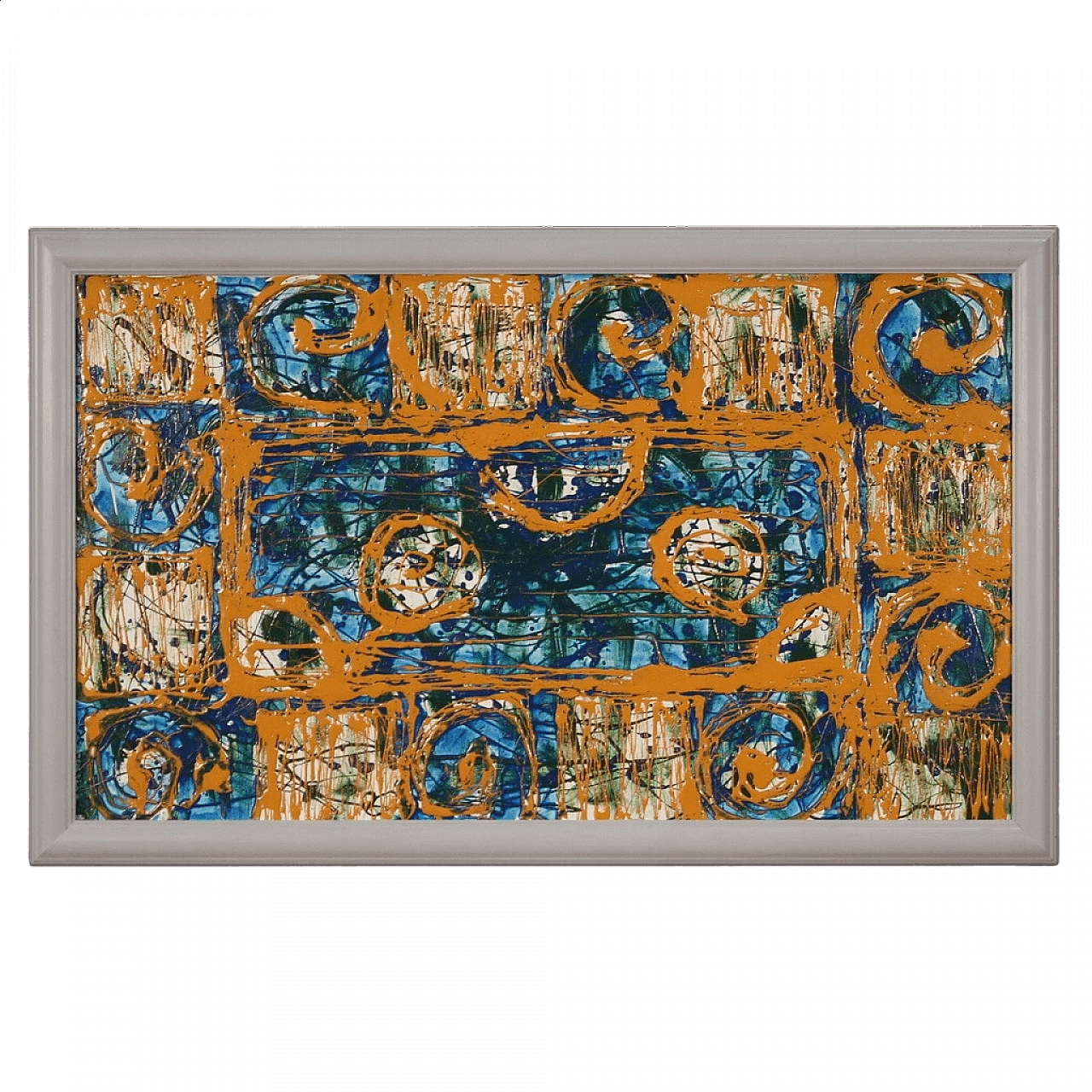 Abstract composition, mixed media painting on pressed wood, 2005 16