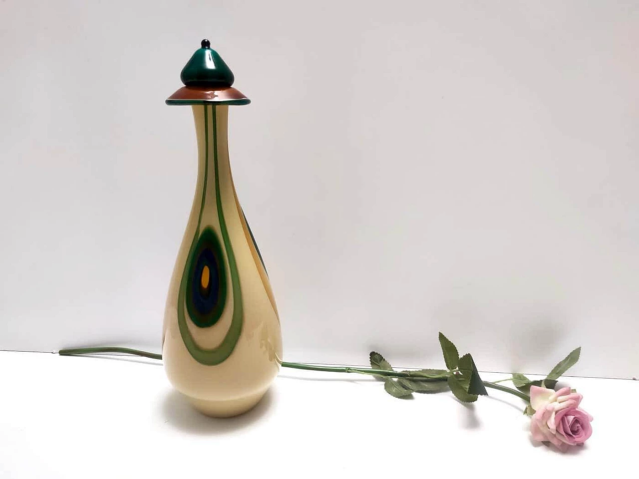 Stained and hand-blown glass decanter, 1970s 4