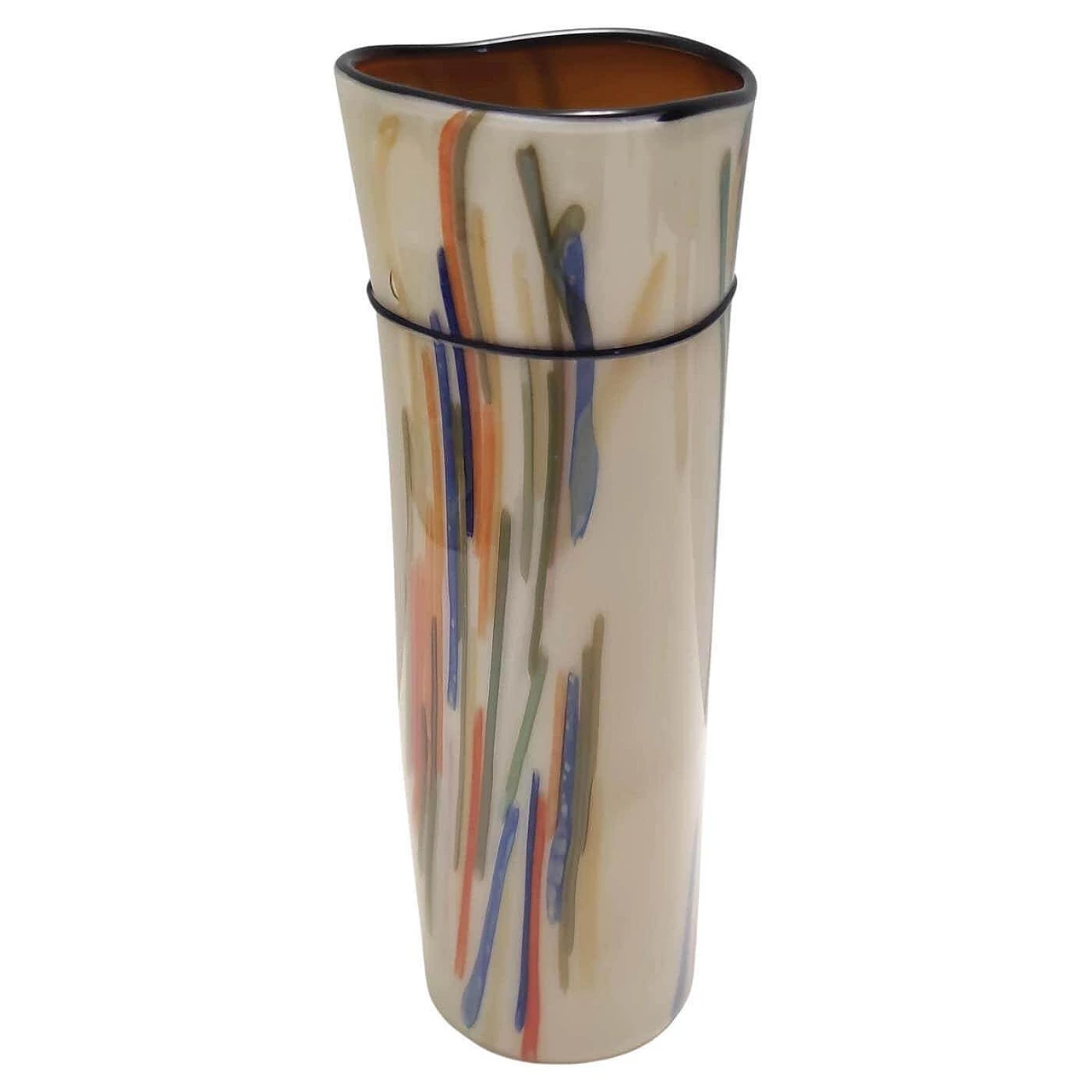 Cylindrical hand-blown opaline glass vase, 1970s 12