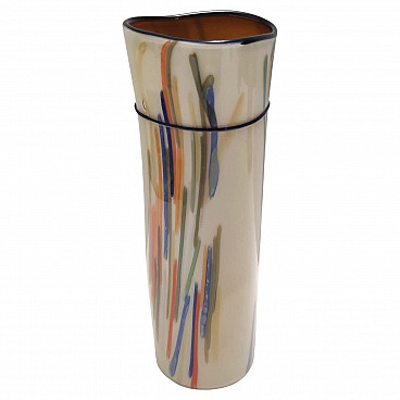 Cylindrical hand-blown opaline glass vase, 1970s