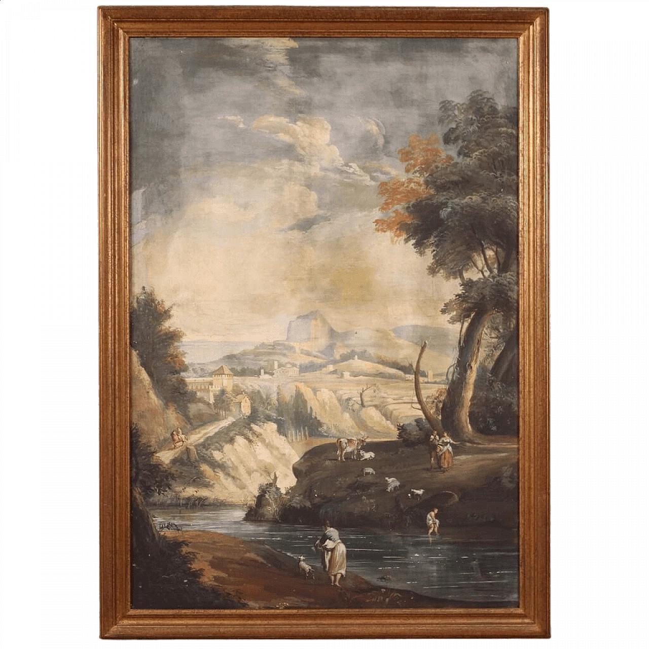 Landscape with figures, tempera painting on paper, late 18th century 16