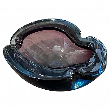 Blue and violet Murano glass ashtray attributed to Seguso, 1970s