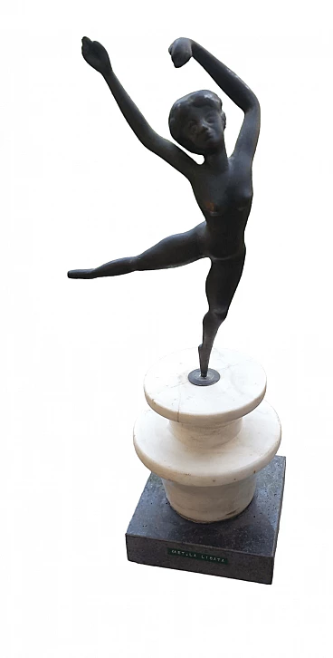 Gaetano La Licata, ballerina, scultura in bronzo, inizio '900