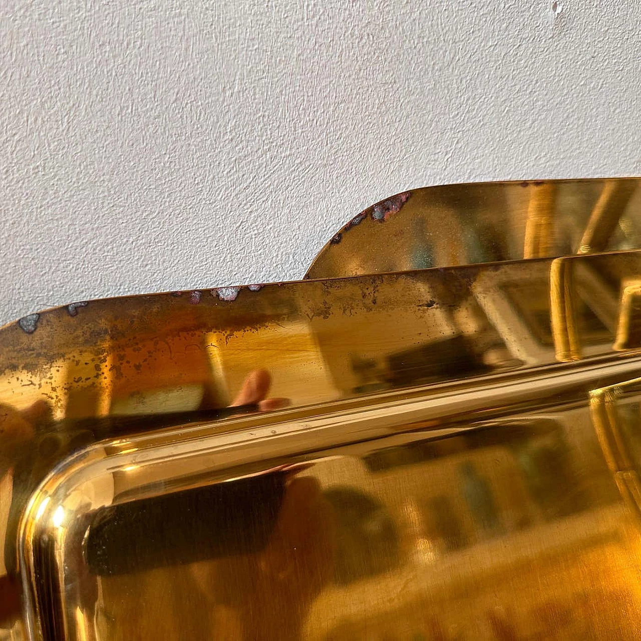 Coppia di vassoi quadrati in ottone massiccio, anni '70 4