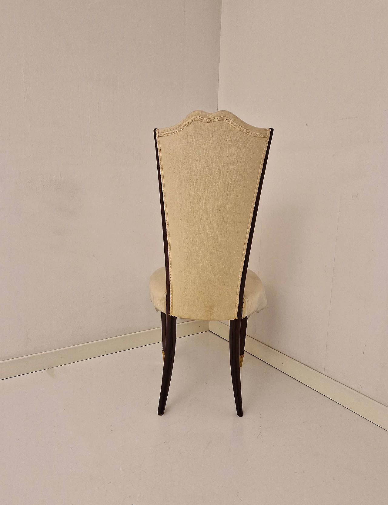 6 Chairs in rosewood-stained solid wood and fabric, 1940s 4