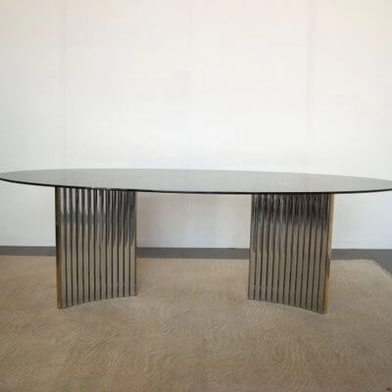 Table with gilded metal frame and crystal top, 1970s 3