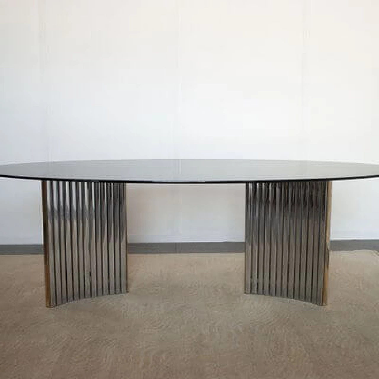 Table with gilded metal frame and crystal top, 1970s 5