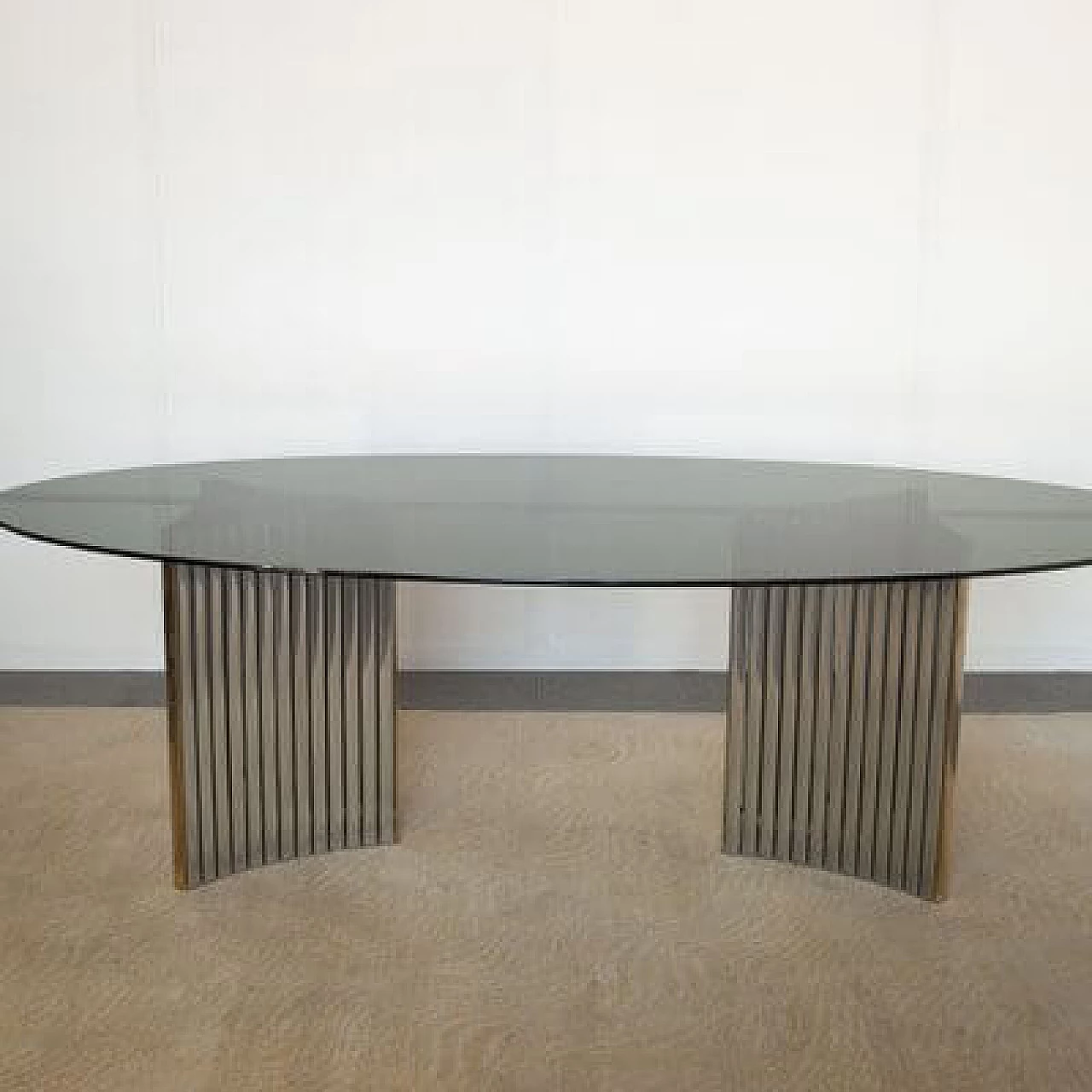 Table with gilded metal frame and crystal top, 1970s 9