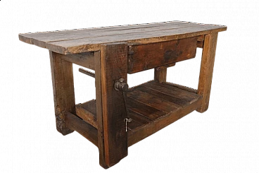 Solid elm carpenter's bench, 19th century