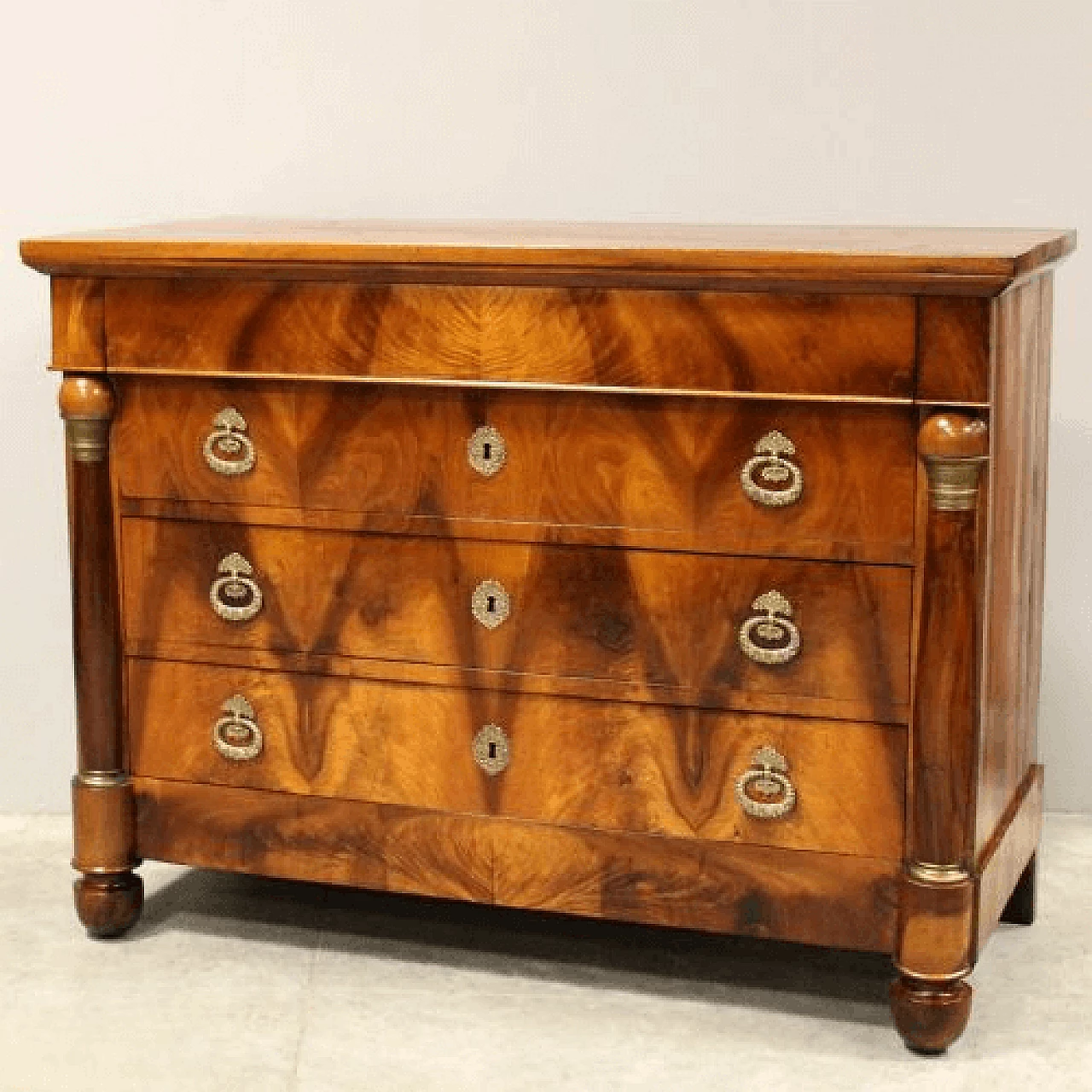 Empire solid walnut and walnut paneled commode, early 19th century 1
