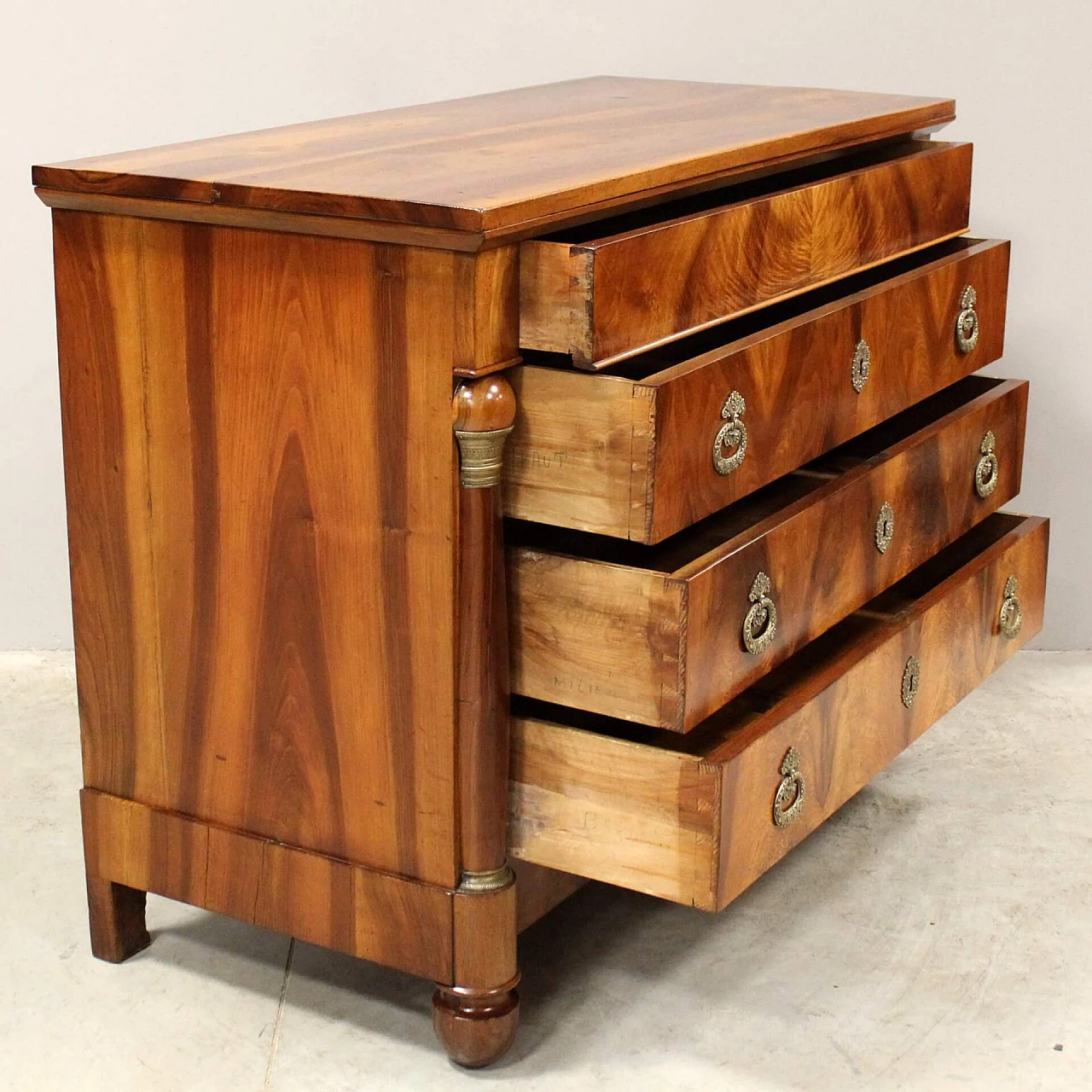 Empire solid walnut and walnut paneled commode, early 19th century 3