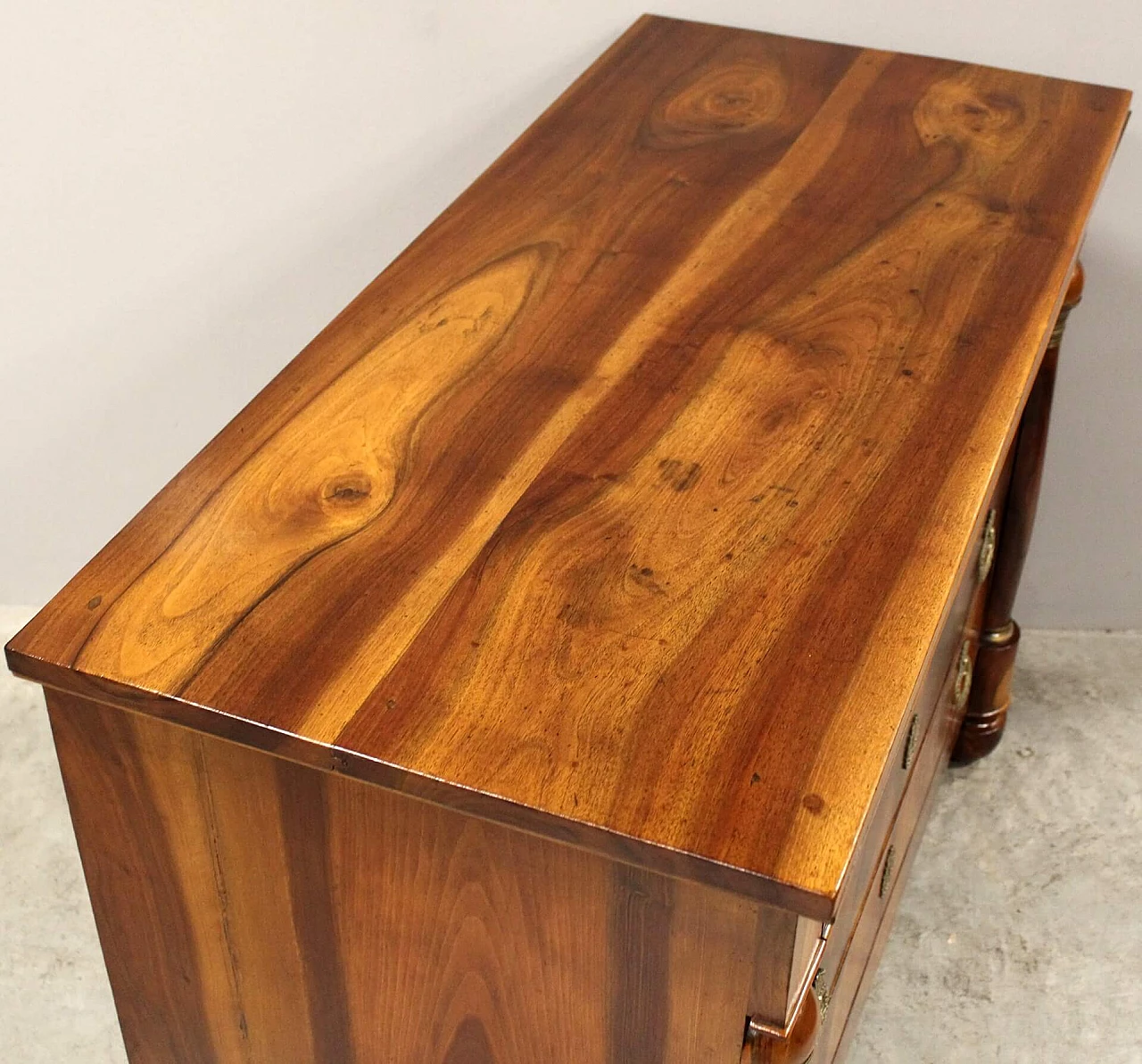 Empire solid walnut and walnut paneled commode, early 19th century 6