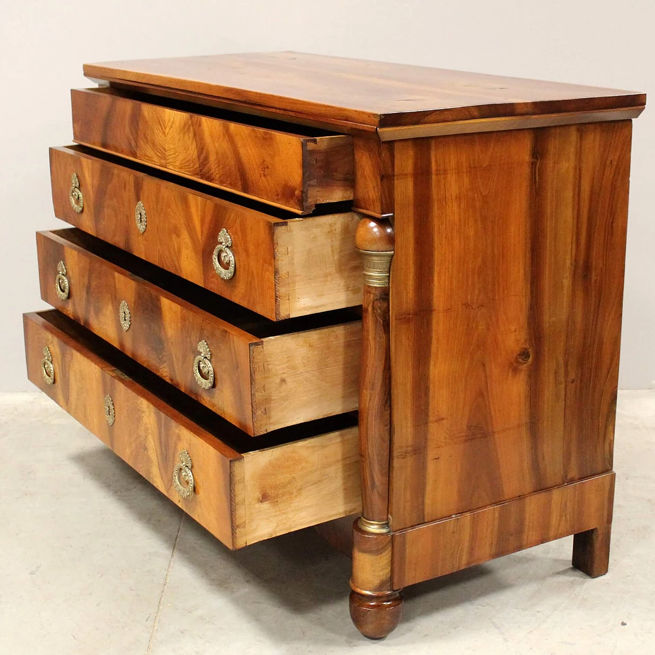 Empire solid walnut and walnut paneled commode, early 19th century 7