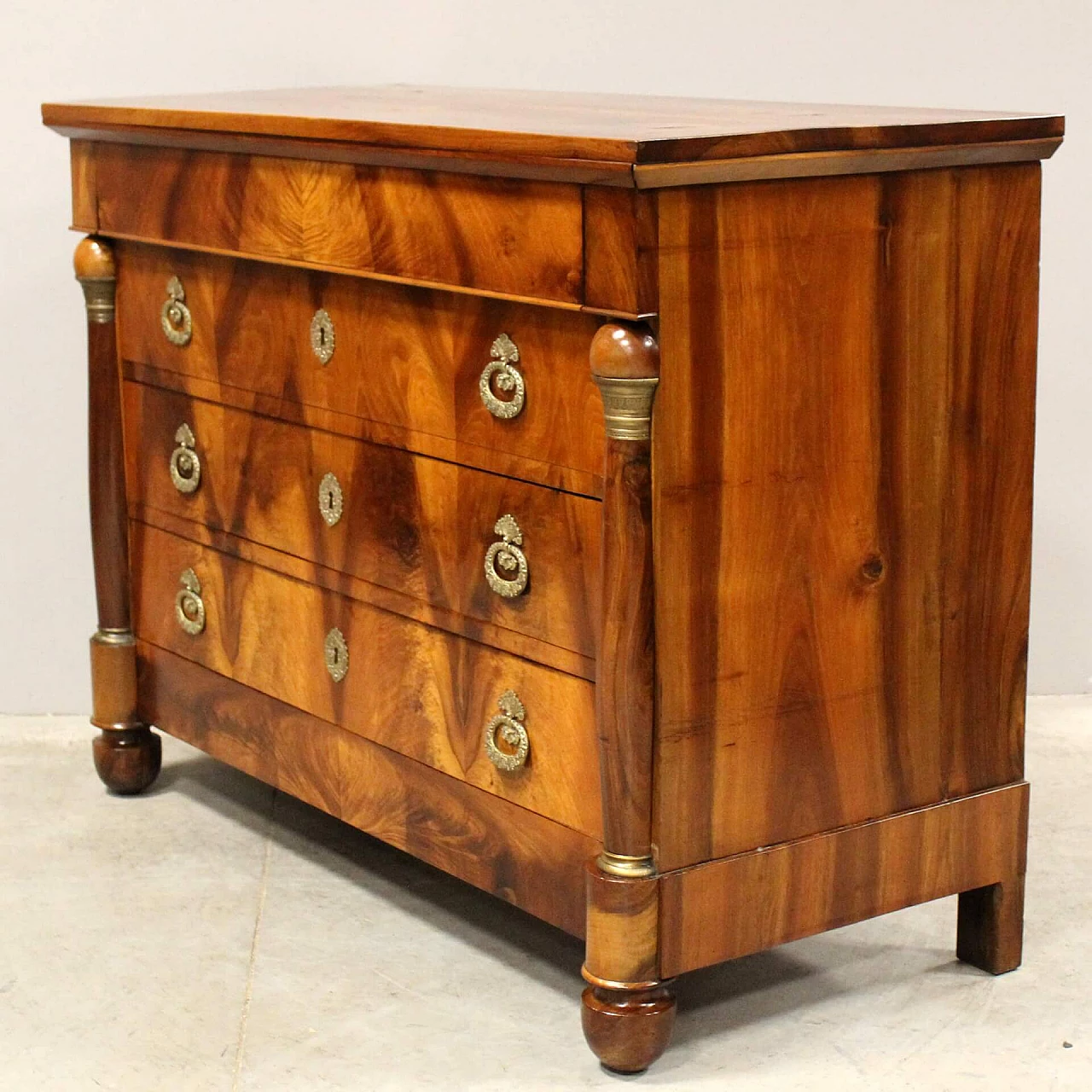 Empire solid walnut and walnut paneled commode, early 19th century 10