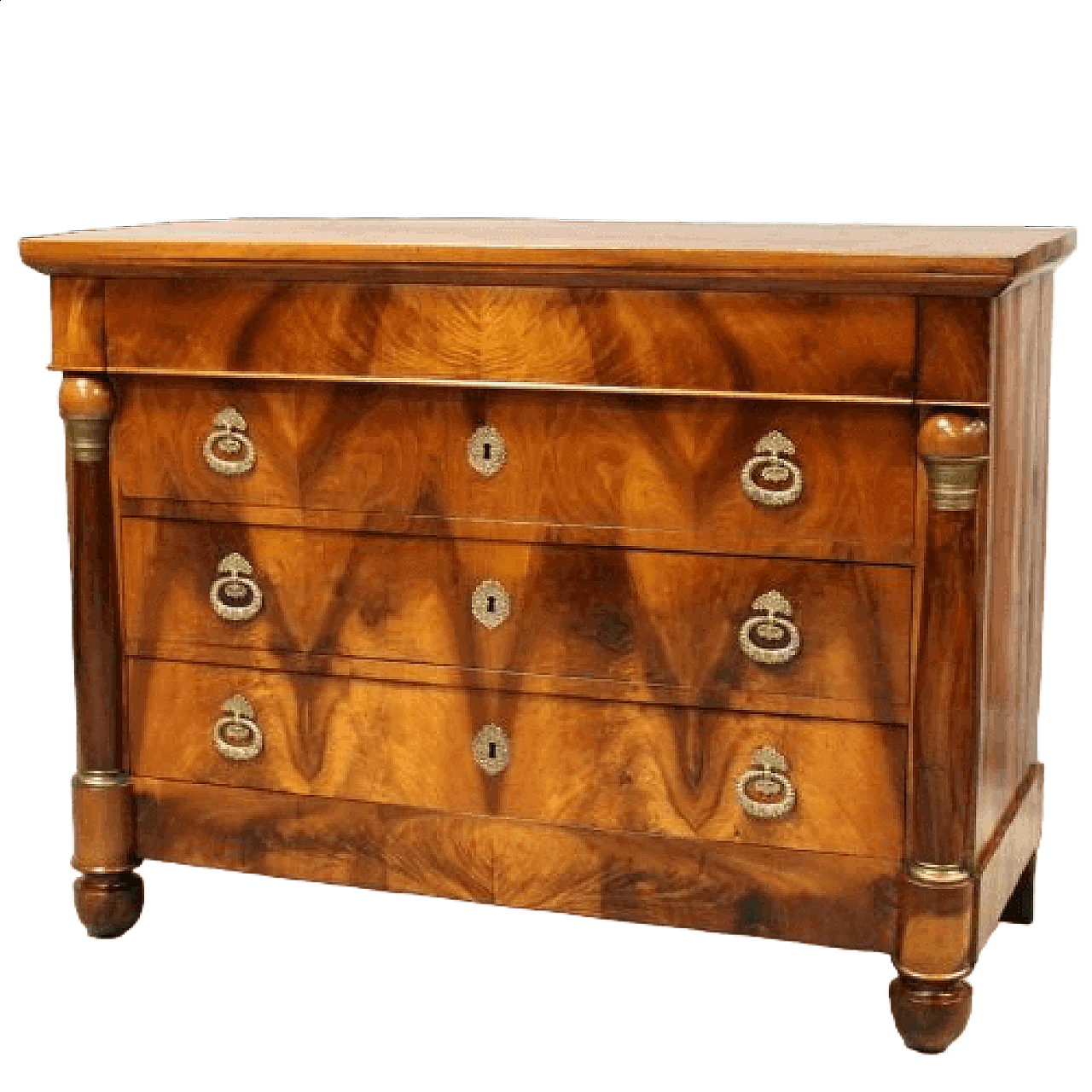 Empire solid walnut and walnut paneled commode, early 19th century 11