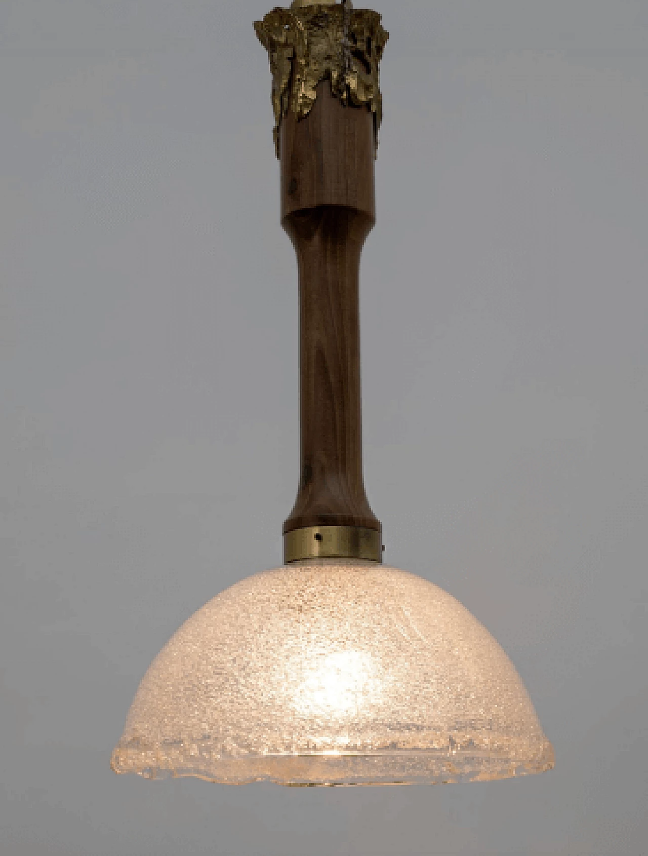 Lampada in vetro, legno e bronzo di Angelo Brotto per Esperia, anni '70 2