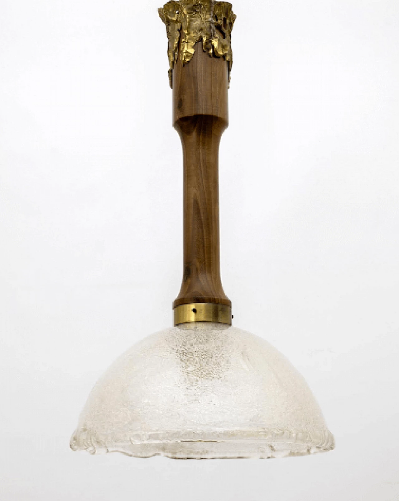 Lampada in vetro, legno e bronzo di Angelo Brotto per Esperia, anni '70 3