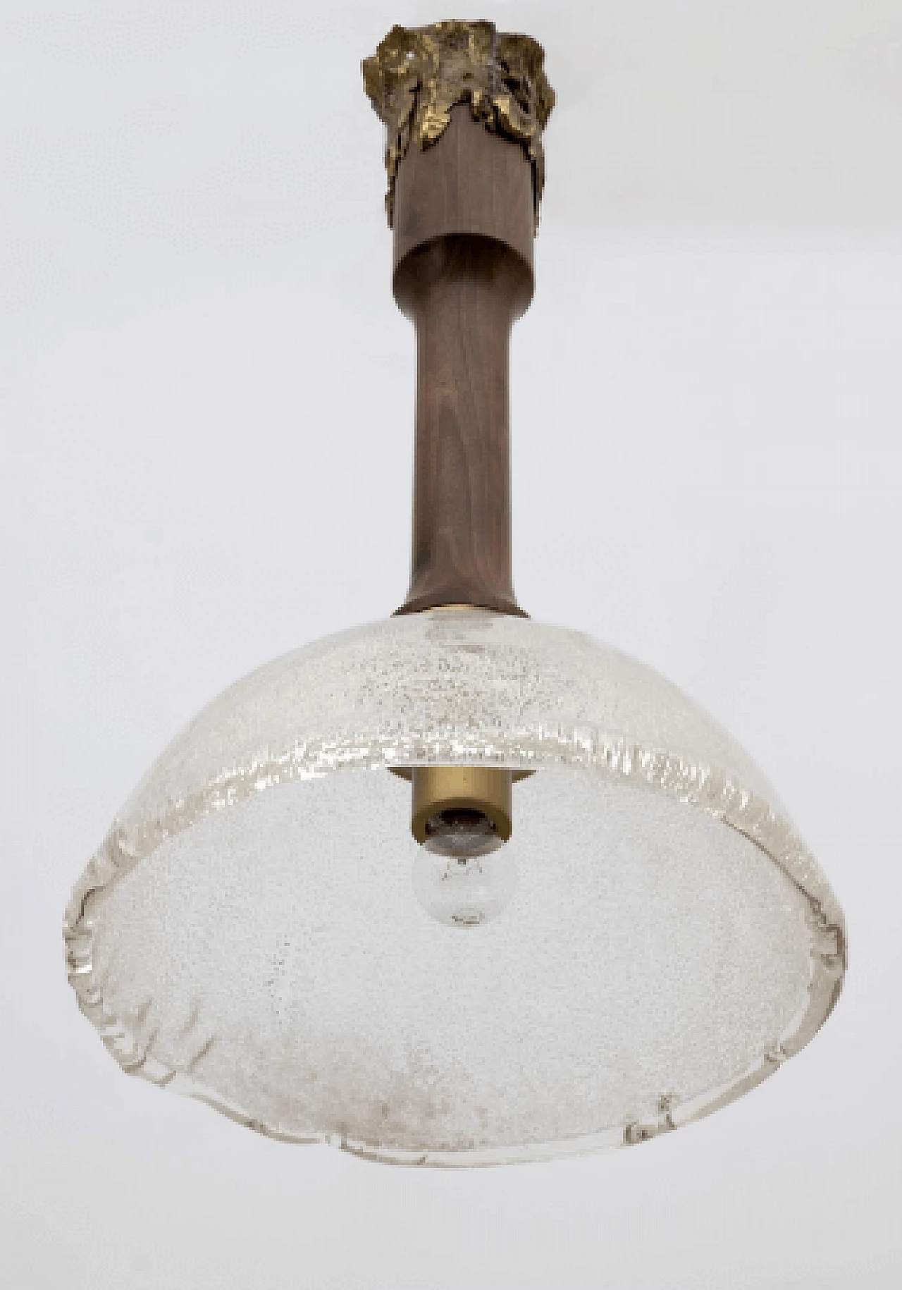 Lampada in vetro, legno e bronzo di Angelo Brotto per Esperia, anni '70 5