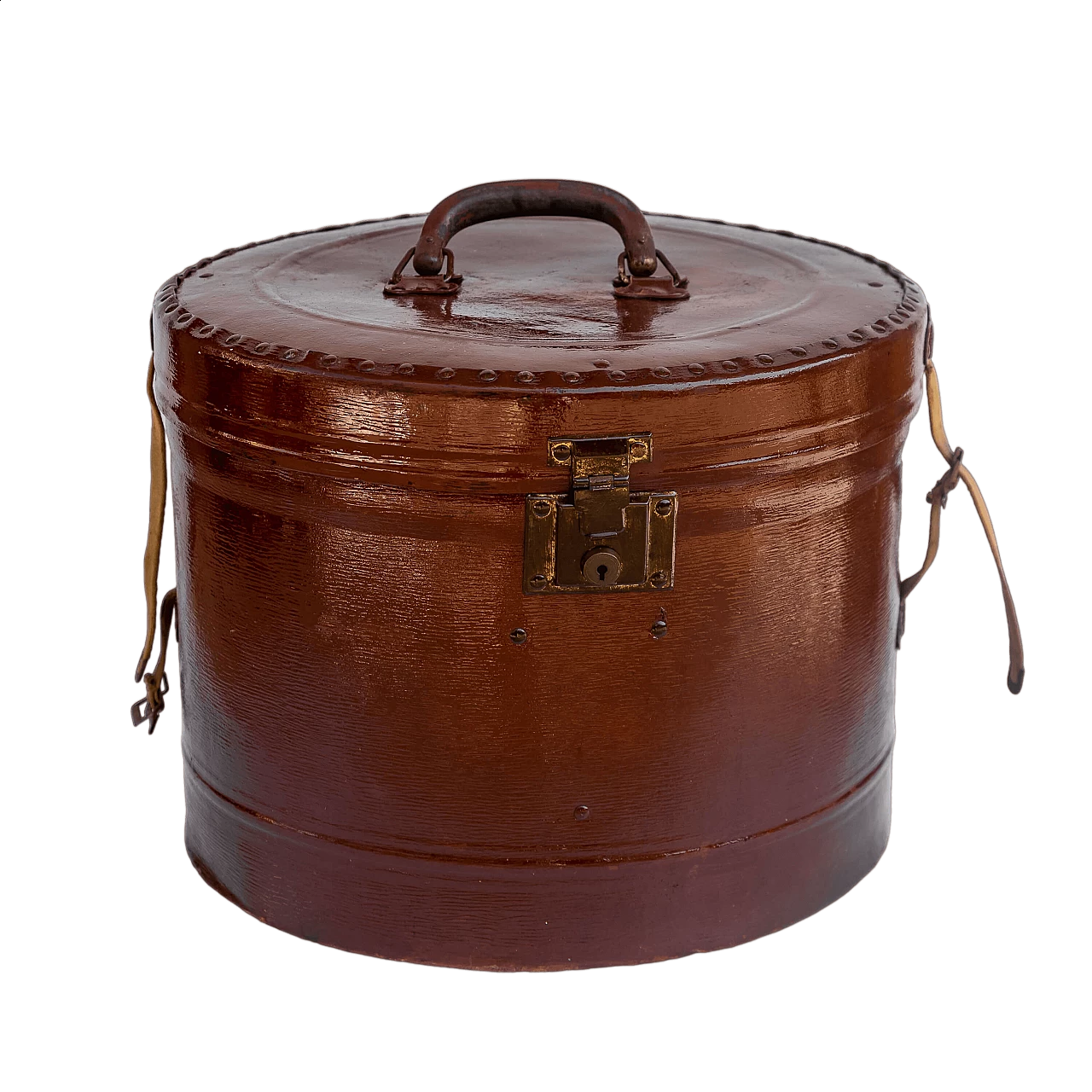 Hatbox in pressed cardboard in Siena earth colour, 1930s 9