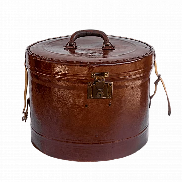 Hatbox in pressed cardboard in Siena earth colour, 1930s