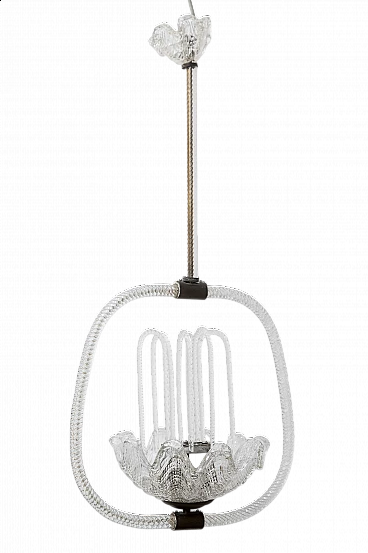 Lampadario in vetro di Murano attribuito a Barovier e Toso, '900